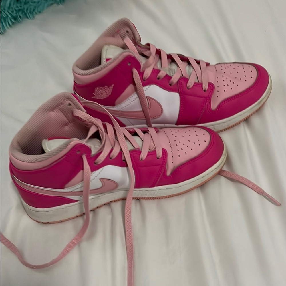 Nike Pink and White High-Top Sneakers
